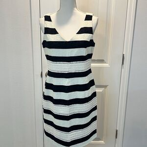 Just ...Taylor Women's Dress Size 8 Midi Striped Lined Casual Sleeveless